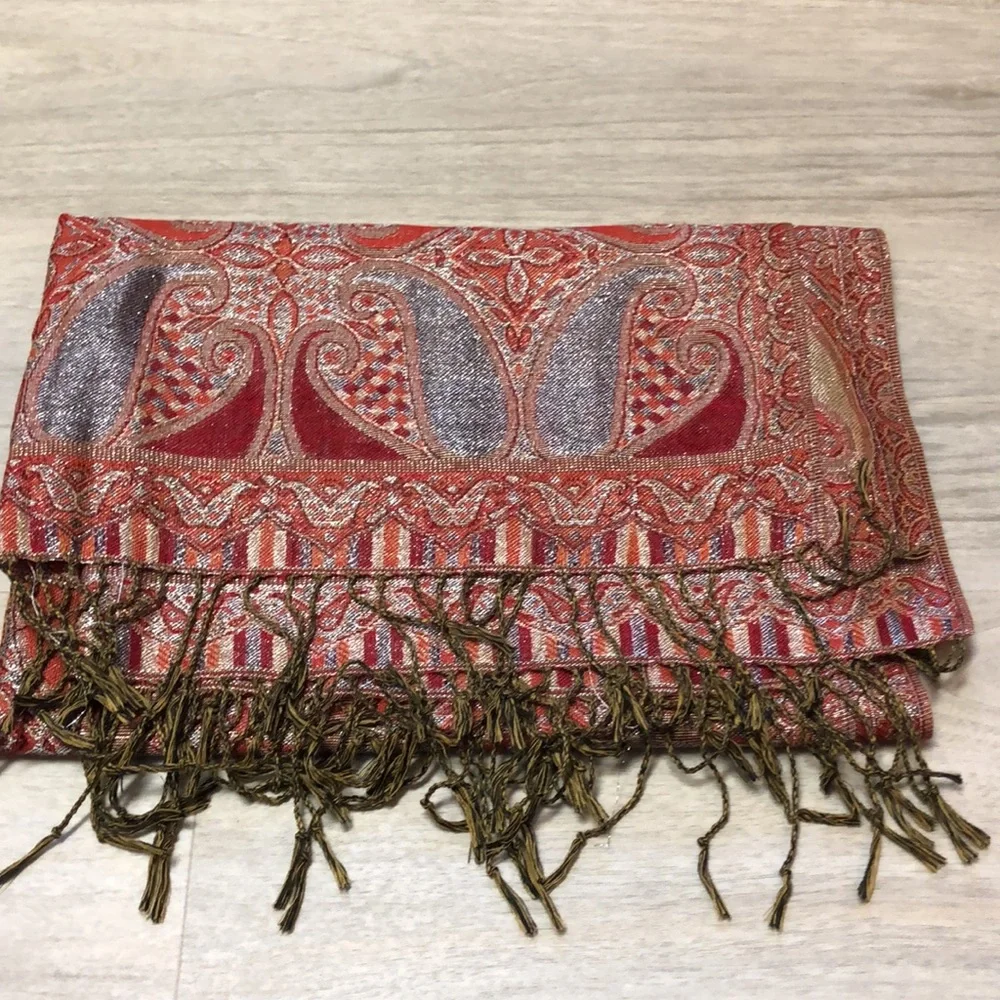 Metallic Pashminia with fringe